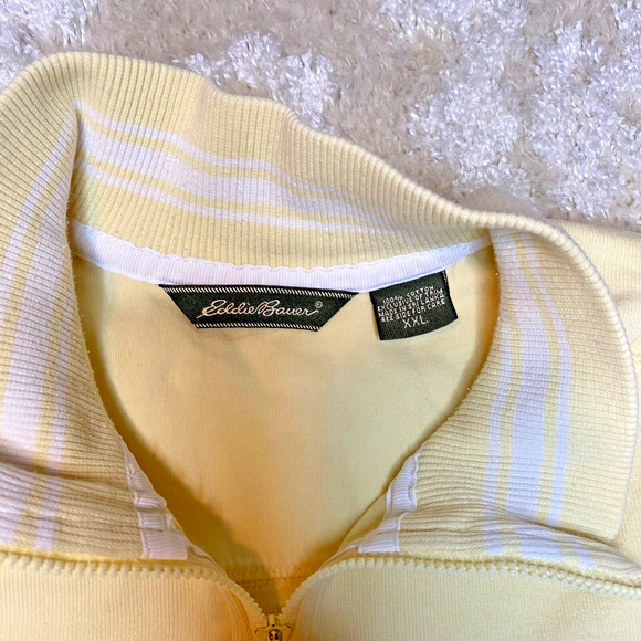 Vintage Eddie Bauer Yellow Quarter Zip Sweatshirt Women’s Size XXL - Picture 6 of 13